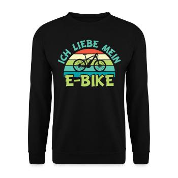 E-Bike | Ich liebe Mein E-Bike - Unisex Pullover - Schwarz - Vorne - Alina (178cm) & Michal (187cm)