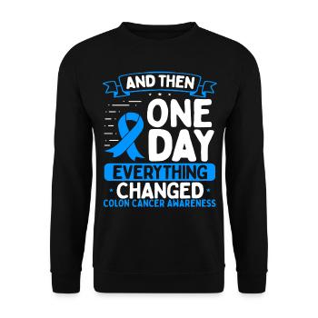 Colon Cancer Awareness Warrior Survivor Ribbon - Unisex Pullover - Schwarz - Vorne - Alina (178cm) & Michal (187cm)