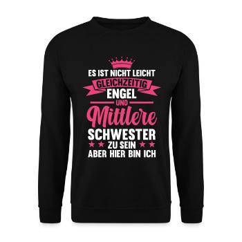 Schwestern Mittlere Schwester - Unisex Pullover - Schwarz - Vorne - Alina (178cm) & Michal (187cm)