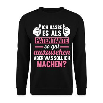 Patentante - Unisex Pullover - Schwarz - Vorne - Alina (178cm) & Michal (187cm)