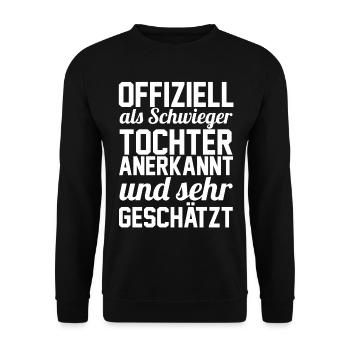 Schwiegertochter - Unisex Pullover - Schwarz - Vorne - Alina (178cm) & Michal (187cm)