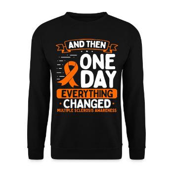 Multiple Sclerosis Awareness Warrior MS Ribbon - Unisex Pullover - Schwarz - Vorne - Alina (178cm) & Michal (187cm)