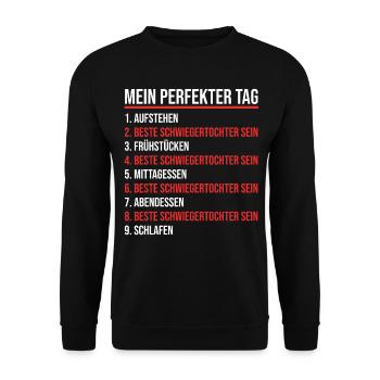Schwiegertochter - Unisex Pullover - Schwarz - Vorne - Alina (178cm) & Michal (187cm)
