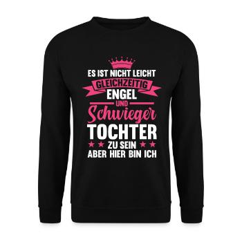Schwiegertochter - Unisex Pullover - Schwarz - Vorne - Alina (178cm) & Michal (187cm)