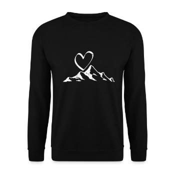Berg Trekking Berge Outdoor Wandern Berg Herz - Unisex Pullover - Schwarz - Vorne - Alina (178cm) & Michal (187cm)