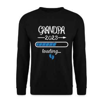Opa 2023 Loading Schwangerschaft Großvater Geburt - Unisex Pullover - Schwarz - Vorne - Alina (178cm) & Michal (187cm)