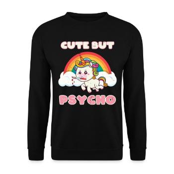 Cute but Psycho Unicorn - Unisex Sweatshirt - black - Front - Alina (178cm) & Michal (187cm)
