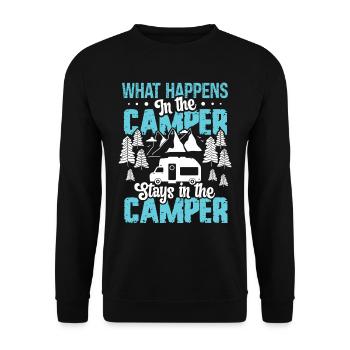 Ce qui se passe dans le camping-car reste dans le camping-car - Sweat-shirt Unisexe - noir - Devant - Alina (178cm) & Michal (187cm)