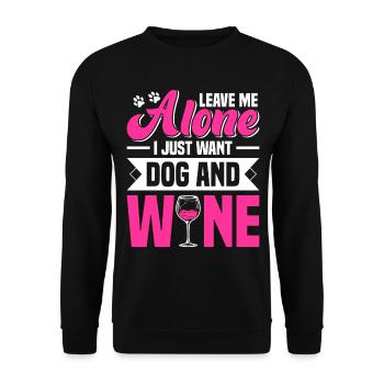 Hundeliebhaber Hunde Wein Geschenk - Unisex Pullover - Schwarz - Vorne - Alina (178cm) & Michal (187cm)