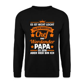 Babyparty Werdender Papa - Unisex Pullover - Schwarz - Vorne - Alina (178cm) & Michal (187cm)