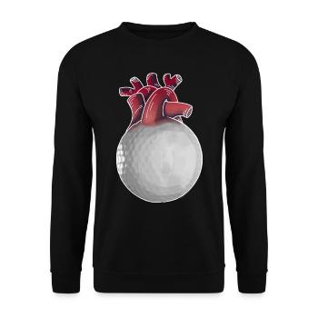 Golfer Herz lustiger Golfball Golf Geschenk - Unisex Pullover - Schwarz - Vorne - Alina (178cm) & Michal (187cm)