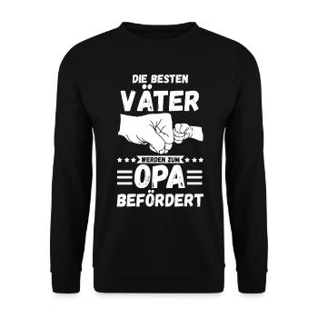 Die besten Väter werden zur Opa befördert - Unisex Pullover - Schwarz - Vorne - Alina (178cm) & Michal (187cm)