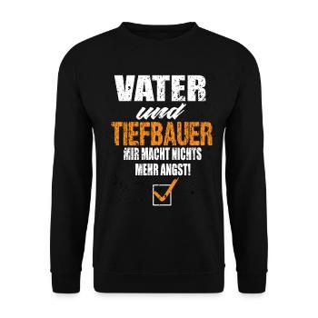 Vater und Tiefbauer - Unisex Pullover - Schwarz - Vorne - Alina (178cm) & Michal (187cm)