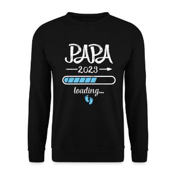 Papa 2023 Loading Schwangerschaft Vater Geburt - Unisex Pullover - Schwarz - Vorne - Alina (178cm) & Michal (187cm)