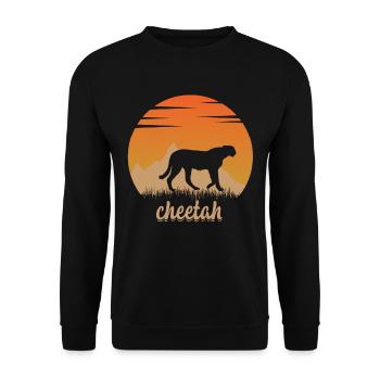 Gepard in der Natur - Unisex Pullover - Schwarz - Vorne - Alina (178cm) & Michal (187cm)