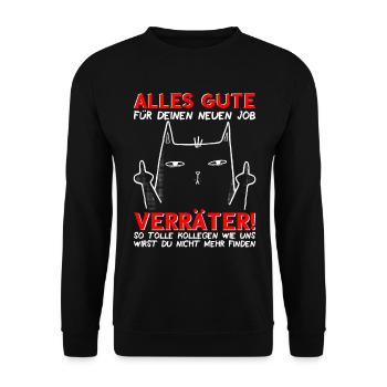 Abschied Kollege Abschiedsgeschenk Jobwechsel - Unisex Pullover - Schwarz - Vorne - Alina (178cm) & Michal (187cm)