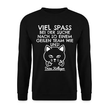 Abschiedsgeschenk Abschied Kollege Jobwechsel Job - Unisex Pullover - Schwarz - Vorne - Alina (178cm) & Michal (187cm)