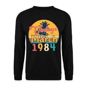 Born in March 1984 Vintage - Unisex Sweatshirt - black - Front - Alina (178cm) & Michal (187cm)