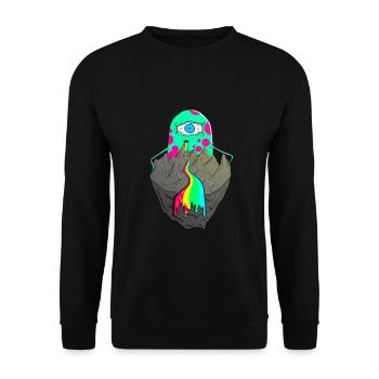 Trippy Miracle Psychedelic Alien Mountains Rainbow - Unisex Sweatshirt - black - Front - Alina (178cm) & Michal (187cm)