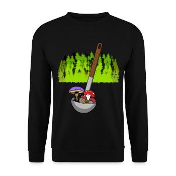 Wald Küche Pilze Suppenkelle Suppe Gourmet Giftig - Unisex Pullover - Schwarz - Vorne - Alina (178cm) & Michal (187cm)