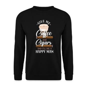 Cigar Smoking Coffee Vintage Give - Unisex Pullover - Schwarz - Vorne - Alina (178cm) & Michal (187cm)