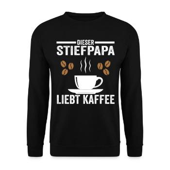 Kaffee Stiefpapa - Unisex Pullover - Schwarz - Vorne - Alina (178cm) & Michal (187cm)
