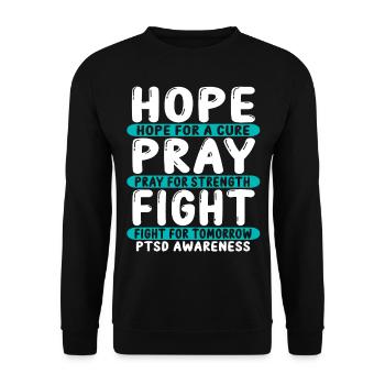 PTSD Movement Ribbon Veteran PTSD Warrior - Unisex Sweatshirt - black - Front - Alina (178cm) & Michal (187cm)