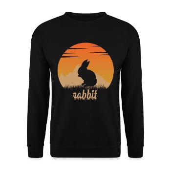 Kaninchen in der Natur - Unisex Pullover - Schwarz - Vorne - Alina (178cm) & Michal (187cm)