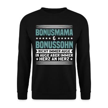 Bonus Sohn Familie Stiefsohn Geschenk - Unisex Pullover - Schwarz - Vorne - Alina (178cm) & Michal (187cm)