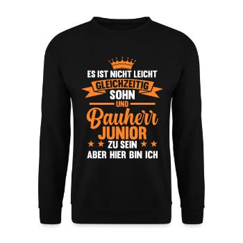 Chef Bauherr Junioren Hausbau Bauherr Junior - Unisex Pullover - Schwarz - Vorne - Alina (178cm) & Michal (187cm)