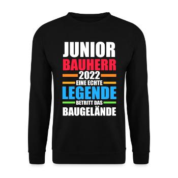 Bauherr Junior Hausbau Hausbauer Bauherr Junioren - Unisex Pullover - Schwarz - Vorne - Alina (178cm) & Michal (187cm)