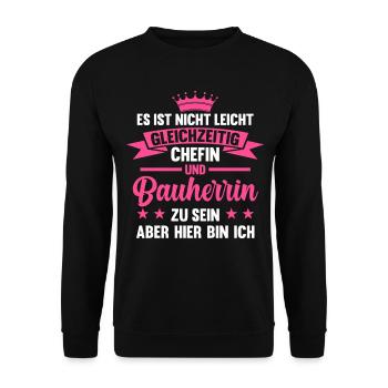 Chef Bauherrinen Hausbau Bauherrin - Unisex Pullover - Schwarz - Vorne - Alina (178cm) & Michal (187cm)