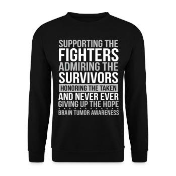 Brain Tumor Glioblastoma Survivor Cancer Ribbon - Unisex Sweatshirt - black - Front - Alina (178cm) & Michal (187cm)