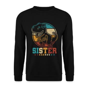 Sister Dino SisterSaurus Dino Sister - Unisex Sweatshirt - black - Front - Alina (178cm) & Michal (187cm)