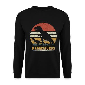 MamaSaurus Dino Mama Dinosaur Mama Dino Mama - Unisex Sweatshirt - black - Front - Alina (178cm) & Michal (187cm)