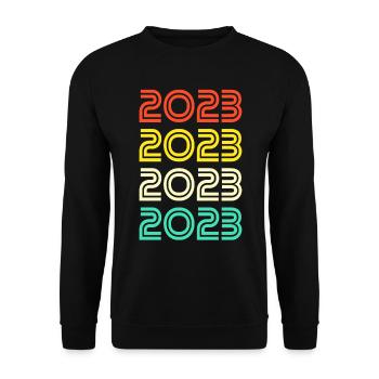 2023 Retro Geburtstag - Unisex Pullover - Schwarz - Vorne - Alina (178cm) & Michal (187cm)