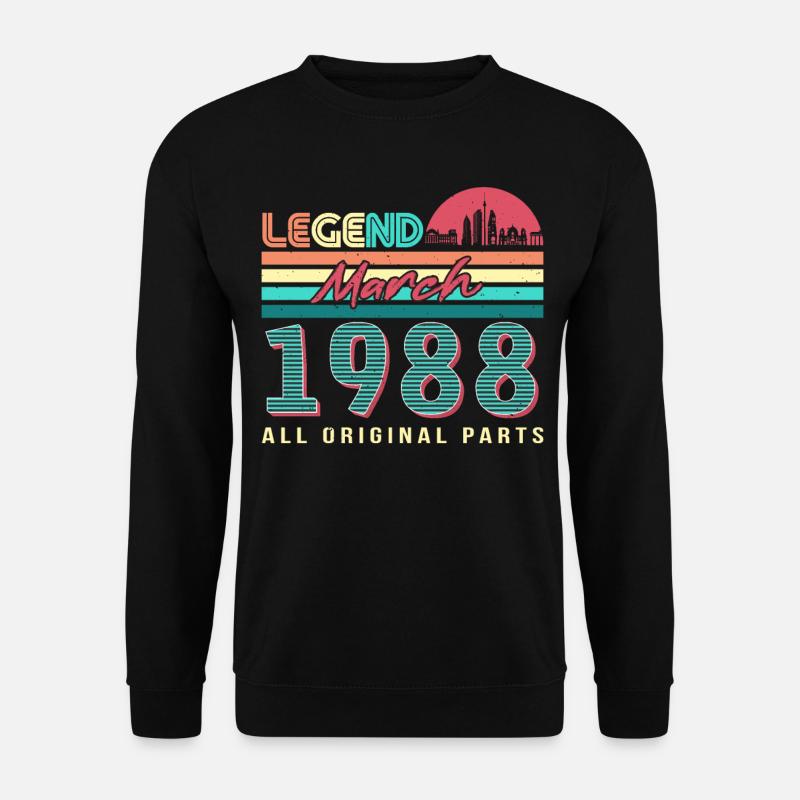 Né en mars 1988 Retro - Sweat-shirt Unisexe - noir