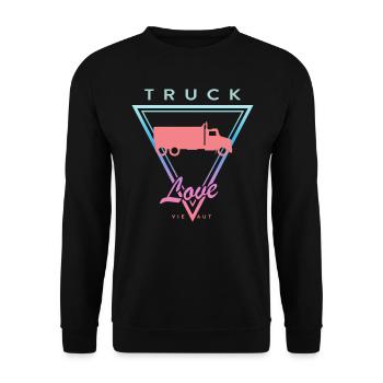 Vintage Truck Love - Unisex Pullover - Schwarz - Vorne - Alina (178cm) & Michal (187cm)