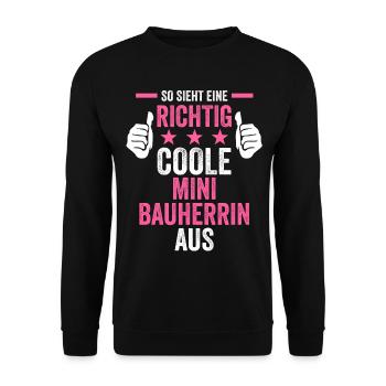 Hausbauer Baustelle Richtfest Bauherrin Junior - Unisex Pullover - Schwarz - Vorne - Alina (178cm) & Michal (187cm)