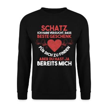 Schatz Liebe Valentinstag - Unisex Pullover - Schwarz - Vorne - Alina (178cm) & Michal (187cm)