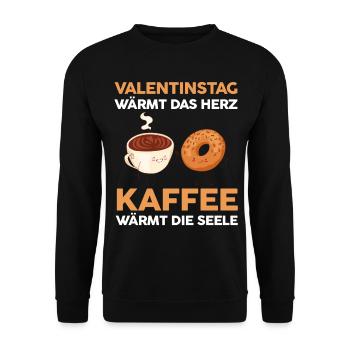 Kaffee Liebe Valentinstag - Unisex Pullover - Schwarz - Vorne - Alina (178cm) & Michal (187cm)
