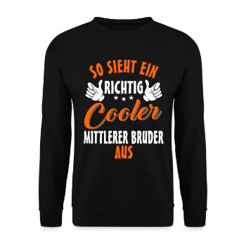 Cooler mittlerer Bruder - Unisex Pullover - Schwarz - Vorne - Alina (178cm) & Michal (187cm)