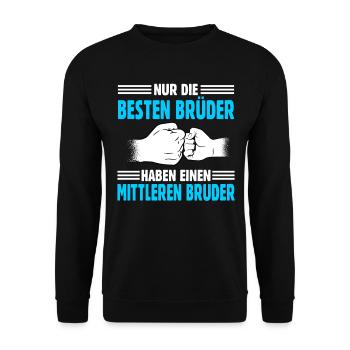 Brüder Mittlerer Bruder - Unisex Pullover - Schwarz - Vorne - Alina (178cm) & Michal (187cm)