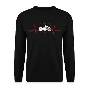 Motorbike Lover Motorbike Ekg Heartbeat - Unisex Sweatshirt - black - Front - Alina (178cm) & Michal (187cm)