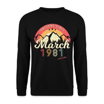 Né en mars 1981 Retro - Sweat-shirt Unisexe - noir - Devant - Alina (178cm) & Michal (187cm)