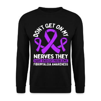 Fibromyalgia Awareness Warrior Survivor Fighter - Unisex Pullover - Schwarz - Vorne - Alina (178cm) & Michal (187cm)