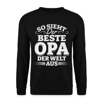 So sieht der beste Opa der Welt aus I Bester Opa - Unisex Pullover - Schwarz - Vorne - Alina (178cm) & Michal (187cm)