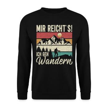 Mir Reichts Ich Geh Wandern - lustig Wander Spruch - Unisex Pullover - Schwarz - Vorne - Alina (178cm) & Michal (187cm)