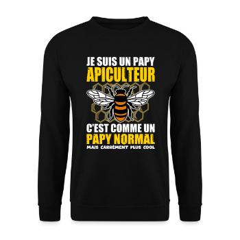 Papy Apiculteur Idée Cadeau Humour Apiculture - Sweat-shirt Unisexe - noir - Devant - Alina (178cm) & Michal (187cm)