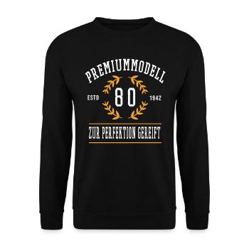 Geburtstag 80 Jahre achtzig Happy Birthday - Unisex Pullover - Schwarz - Vorne - Alina (178cm) & Michal (187cm)